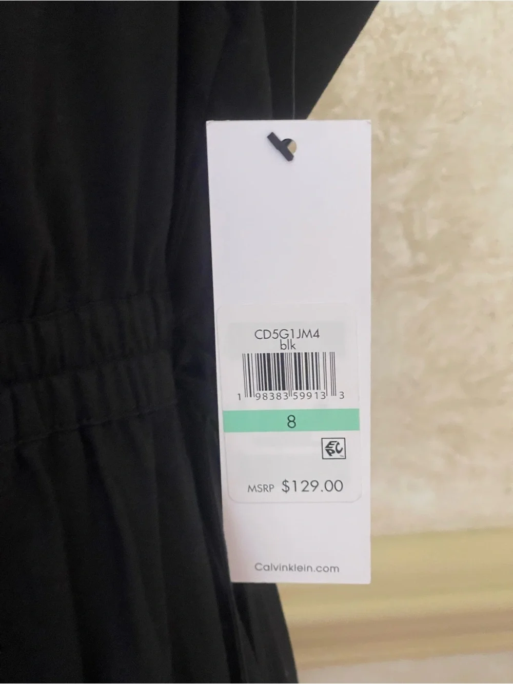 NWT Calvin Klein Black Cotton Midi Shirt Dress Size 8 Open Back Poplin Utility - Picture 3 of 13
